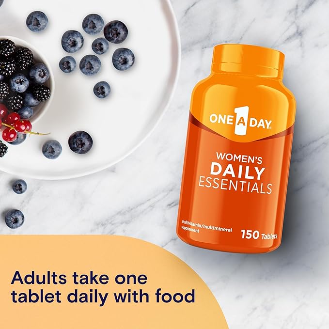 One A Day Multivitamin for Women Daily Essentials, Vitamins for Women to Support Hair, Skin & Nails, Immune Health, Multivitamin for Women with Zinc, Folic Acid & B Vitamins, 150 Count