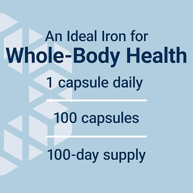 Life Extension Iron Protein Plus, Iron Protein succinylate, absorbable Iron Supplement for Whole-Body Health, Non-GMO, Gluten-Free, Vegetarian, 100 Capsules