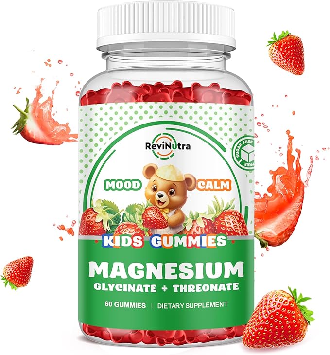 Magnesium Complex Gummies- Calm Chewable Gummies for Kids & Adults- Magnesium Glycinate, Threonate Supplement-w/Omega-3, Vitamin B6, D3- Support Calm Stress Relief, Bones, Mood Vegan, 60 Gummies