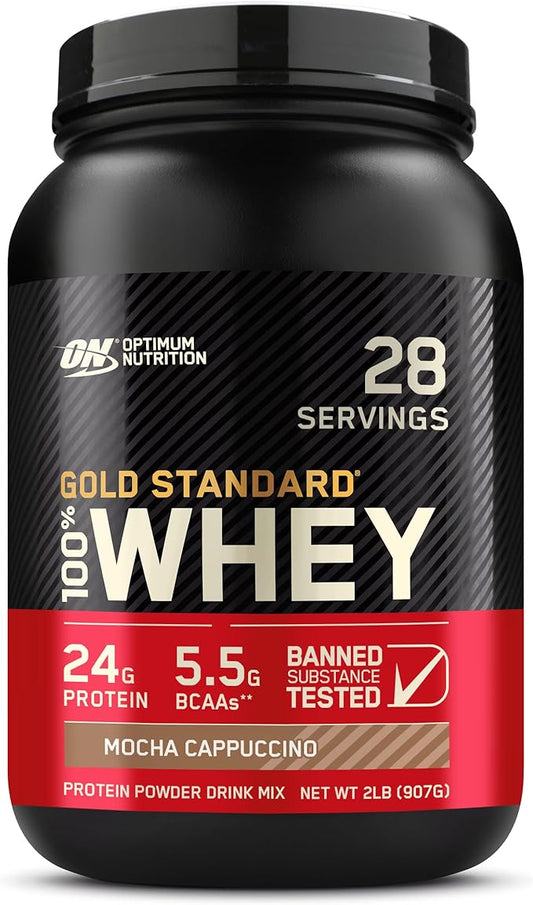 Optimum Nutrition Gold Standard 100% Whey Protein Powder, Mocha Cappuccino, 2 Pound (Packaging May Vary)