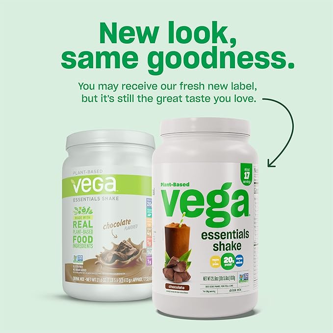 Vega Essentials Plant Based Protein Powder, Chocolate - Vegan, Superfood, Vitamins, Antioxidants, Keto, Low Carb, Dairy Free, Gluten Free, Pea Protein for Women & Men, 2.4 lbs (Packaging May Vary)