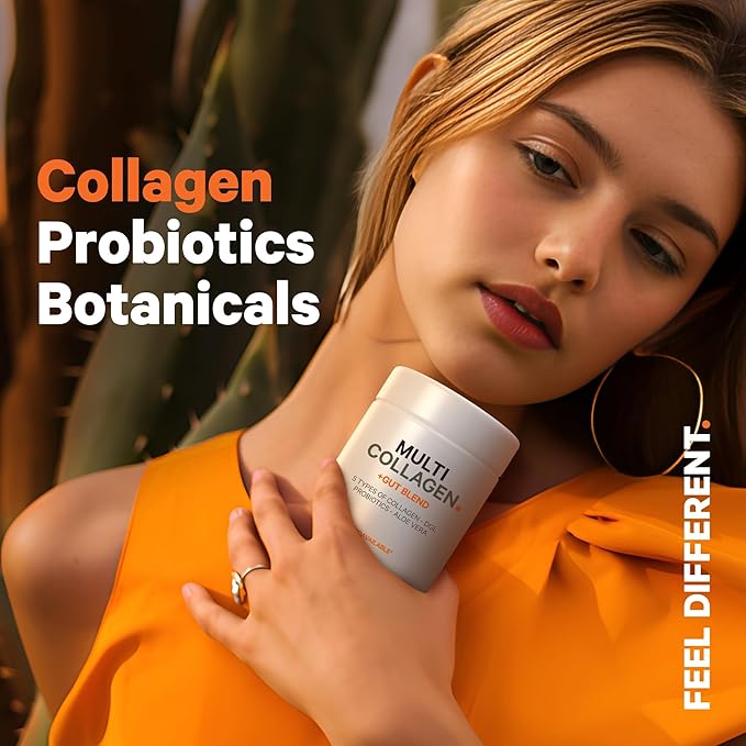 Codeage Multi Collagen + Gut Blend Supplement - Digestive Probiotics, DGL Licorice, Aloe Vera, Organic Peppermint Leaf, Slippery Elm - Hydrolyzed Bovine Collagen Pills - Non-GMO - 90 Capsules