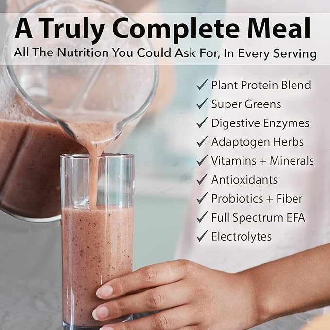 PlantFusion Complete Meal Replacement Shake - Plant Based Protein Powder with Superfoods, Greens & Probiotics - Vegan, Gluten Free, Soy Free, Non-Dairy, No Sugar, Non-GMO - Chocolate Caramel 1 lb