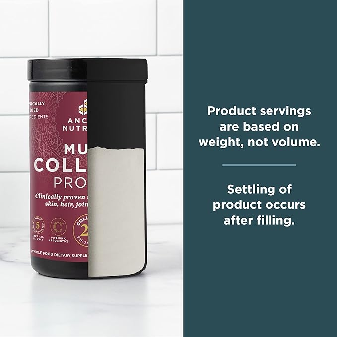Ancient Nutrition Collagen Powder Protein with Probiotics, Multi Collagen Protein, Unflavored, 60 Servings, Hydrolyzed Collagen Peptides Supports Skin and Gut Health, Joint Supplement, 21.38oz