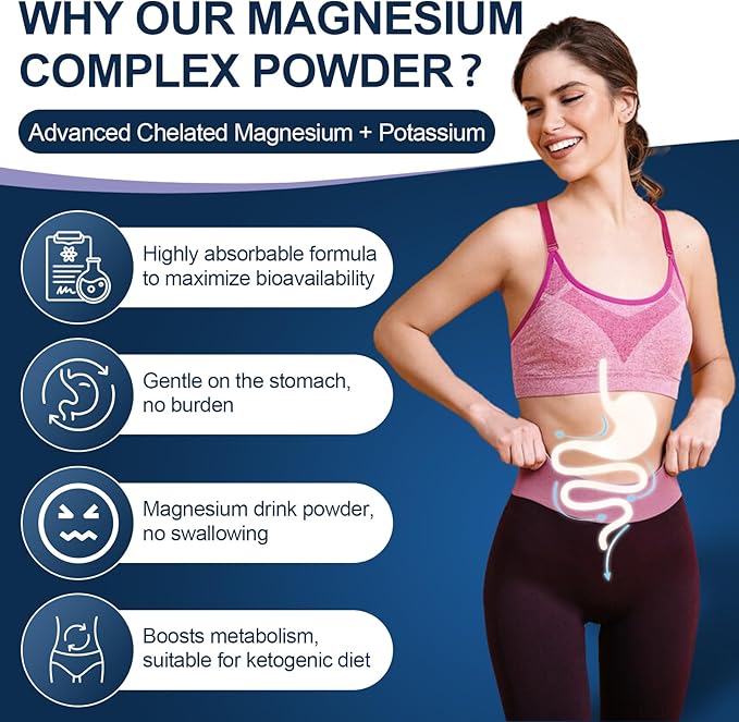 Magnesium Powder Supplement with Glycinate, Citrate, Malate, Magnesium Complex with L-Theanine & Vitamin B6 for Muscle, Heart & Brain, Vegan, Non GMO, 10.58 oz (100 Servings), Lemon Orange Flavor