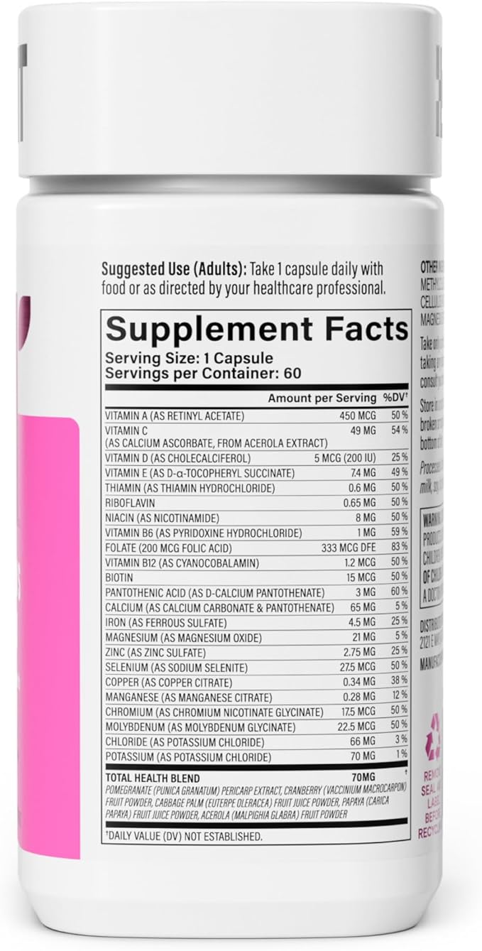 Habit Womens Multi Supplement (60 Capsules) - New Look, Supports General Health & Wellness, 23 Essential Vitamins and Minerals, Fruit extracts, Folate, Iron, B12, Biotin, Non-GMO (1 Pack)