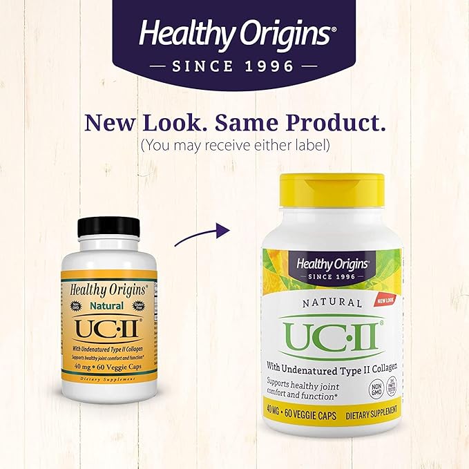 Healthy Origins UC-II, 40 mg - Premium Collagen Supplement for Joint Health, Mobility & Flexibility - Undenatured Type II Collagen - Gluten-Free & Non-GMO Supplement - 60 Veggie Caps