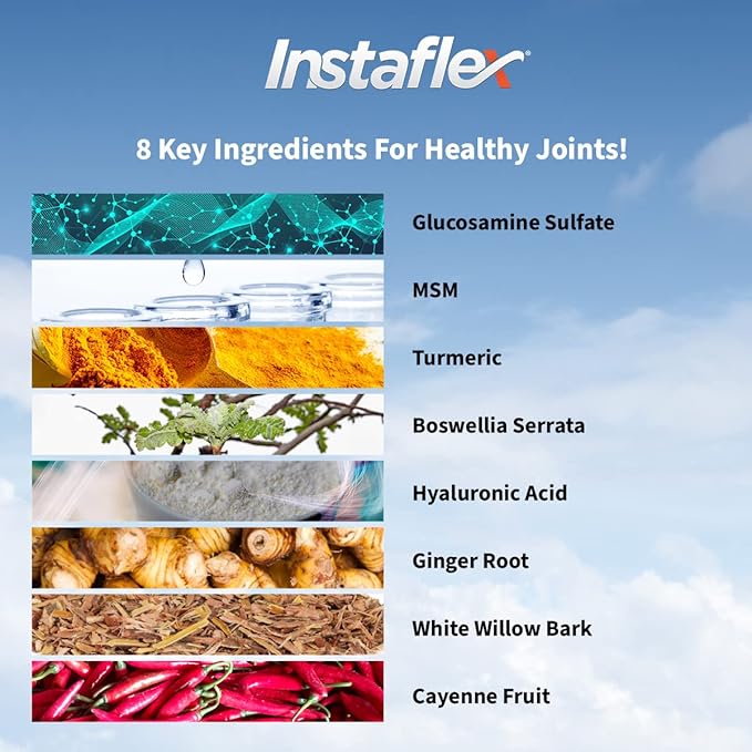 Instaflex Joint Support Supplement - Clinically Studied Joint Relief Blend of Glucosamine, MSM, White Willow, Turmeric, Ginger, Cayenne, Hyaluronic Acid - 42 Capsules