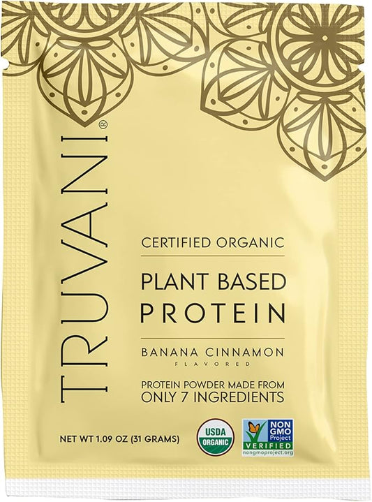 Truvani Vegan Pea Protein Powder | Banana Cinnamon | 20g Organic Plant Based Protein | 1 Serving | Keto | Gluten & Dairy Free | Low Carb | No Added Sugar