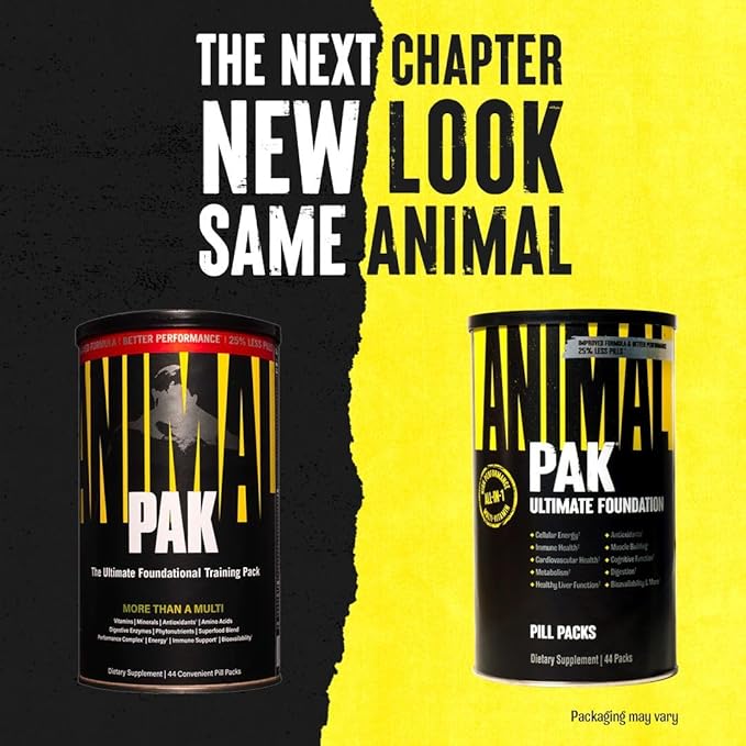 Animal Pak - Convenient Multivitamin for Men & Women Daily All-in-One Vitamin & Supplement Pack - Zinc, Vitamins C, B, D, Amino Acids, and Immune Support - Sports Nutrition Performance - 44 Count