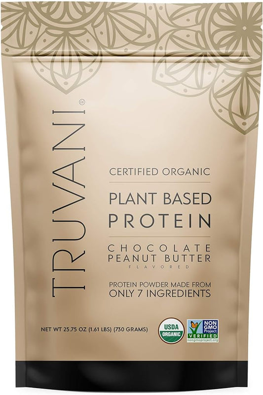 Truvani Vegan Pea Protein Powder | Chocolate Peanut Butter | 20g Organic Plant Based Protein | 20 Servings | Keto | Gluten & Dairy Free | Low Carb | No Added Sugar