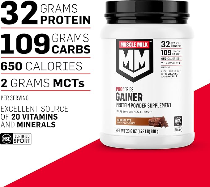 Muscle Milk Gainer Protein Powder, Vanilla Creme, 32g Protein, 5 Pound