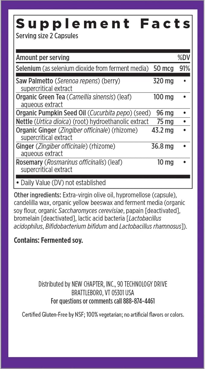 New Chapter Prostate Supplement - Prostate 5LX™ with Clinical Strength Saw Palmetto + Fermented Selenium for Prostate Health - 120 ct Vegetarian Capsule