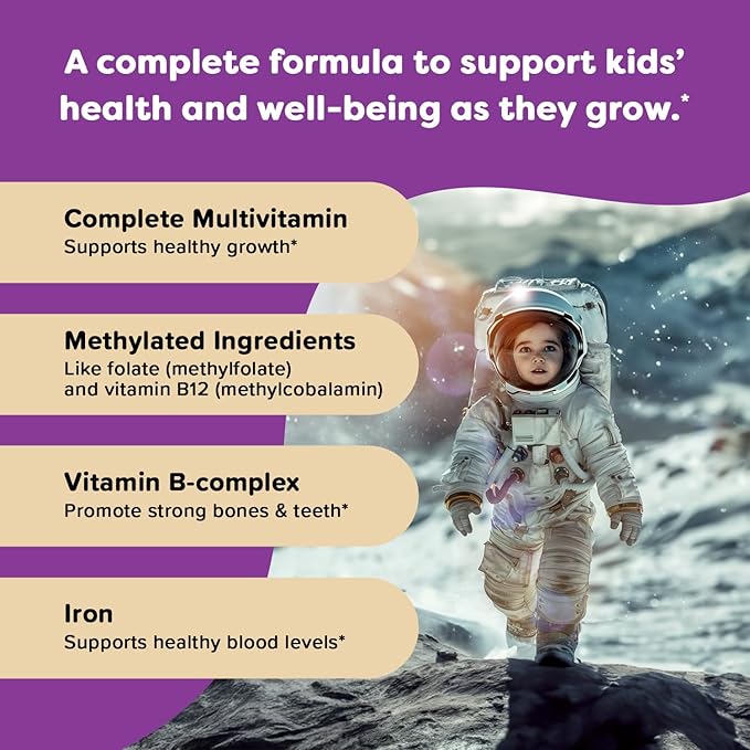 Renzo's Picky Eater Kids Multivitamin with Iron - Dissolving Kids Vitamins with Vitamin D3 & K2 and More - 60 Sugar-Free Melty Tabs, Cherry Cherry Mo’ Cherry Flavored