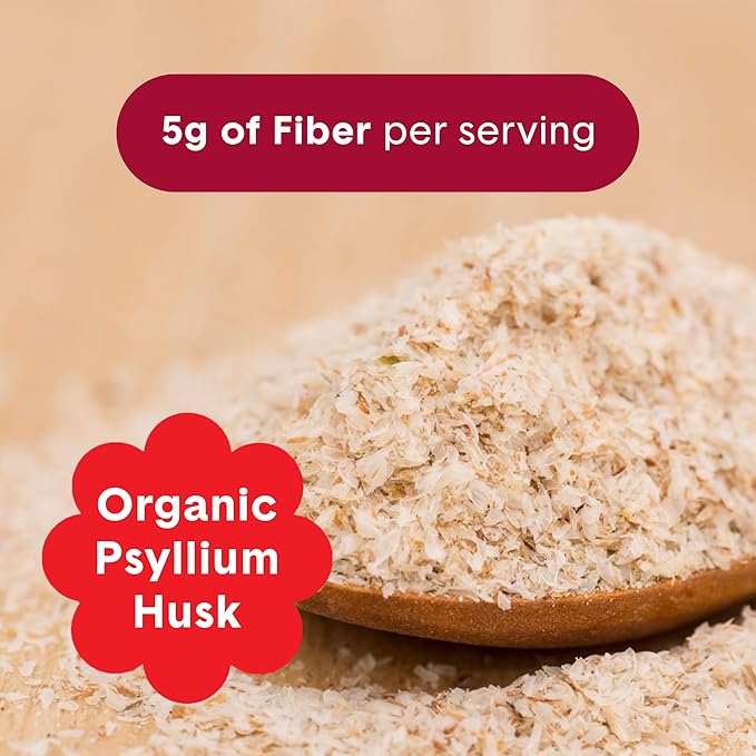 Bellway Super Fiber Powder + Fruit, Sugar Free Organic Psyllium Husk Powder Fiber Supplement for Regularity, Bloating Relief & Gut Health, Non-GMO, Plant-Based, Raspberry Lemon (50 Servings)
