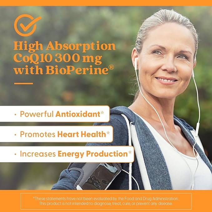 Doctor's Best High Absorption CoQ10 with BioPerine, Heart Health & Energy Production, Naturally Fermented, Vegetarian, Gluten Free, 300 mg, 90 Veggie Softgels