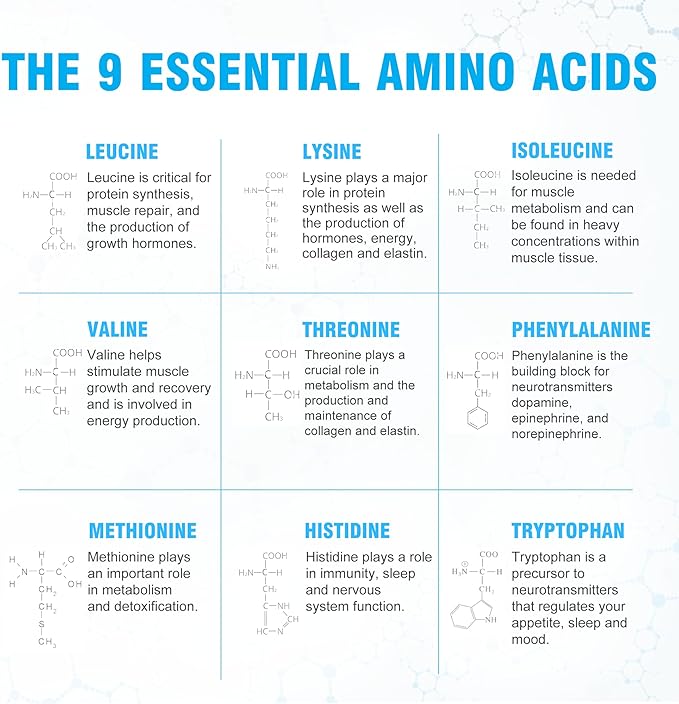 Ultimate 100% Essential Amino Acids Powder [Berry Flavor, 60 (5g) servings] All 9 EAAs & BCAAs (L-Leucine, L-Isoleucine & L-Valine) Amino Acids Supplement for Women & Men for Energy, Muscle & Recovery