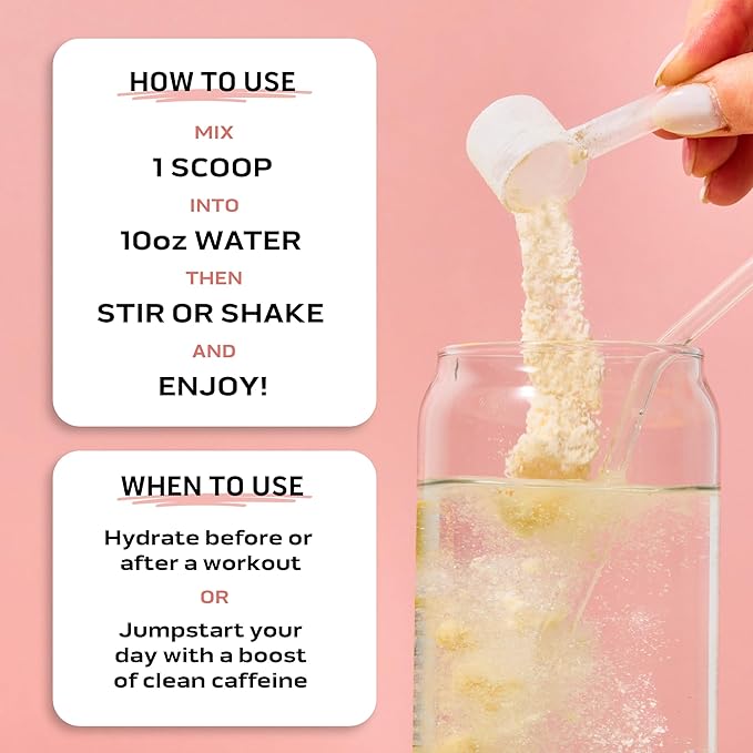 Ascent Clean Hydration + Energy Electrolytes Powder - 100mg Caffeine, 400mg Electrolytes, No Artificial Ingredients, Raspberry Lemonade 40 Servings