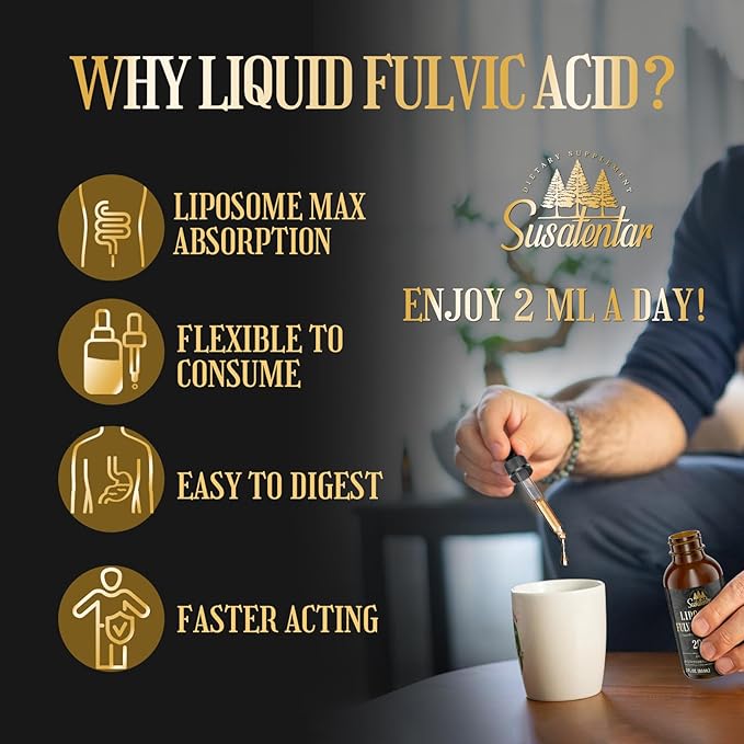 Trace Minerals Electrolytes Drops 2000 MG | Liquid Liposomal Fulvic Humic Acid Supplement | 72+ Trace Minerals | Hydration | Detoxification | Energy | pH Balance | Digestion | Immunity | 8 Oz