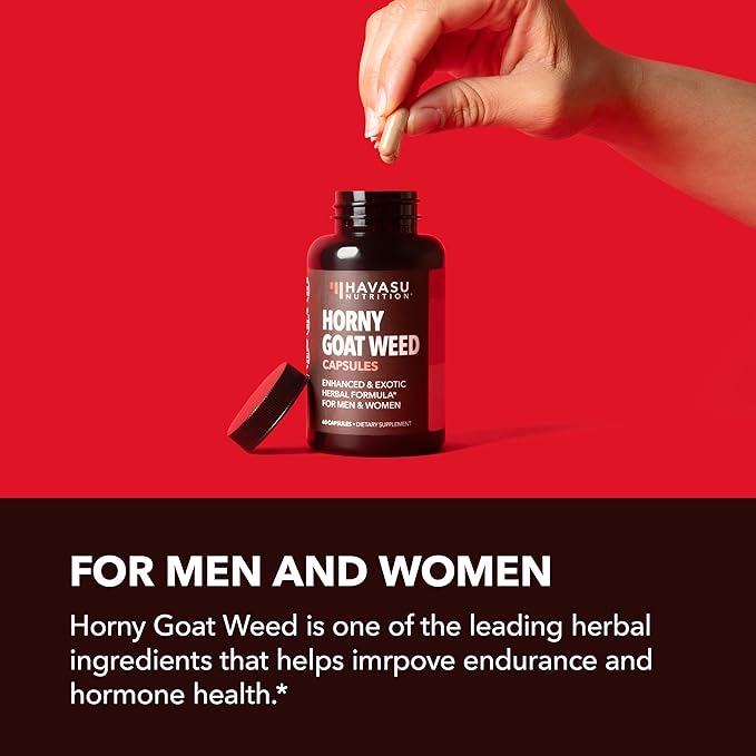 Horny Goat Weed for Men and Women - Extra Strength Performance Support with Maca Root Extract & Tongkat Ali & Muira Puama - Power, Performance and Energy Support - 1 Month Supply Herbal Supplement