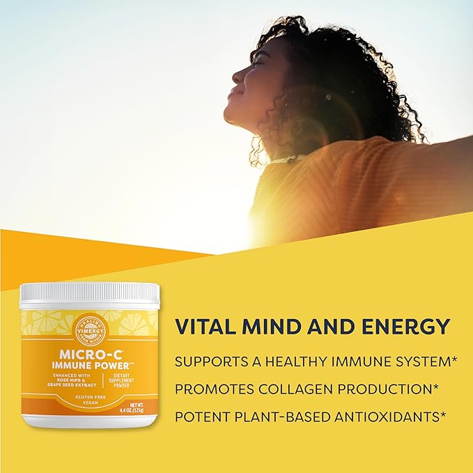 Vimergy Micro-C Immune Power TM* - Travel Size, 69 1000mg Servings – Gentle Form – Antioxidant Phytonutrients – Immune & Nerve Support – Benefits Bone & Cartilage – Gluten-Free, Kosher, Vegan (125g)