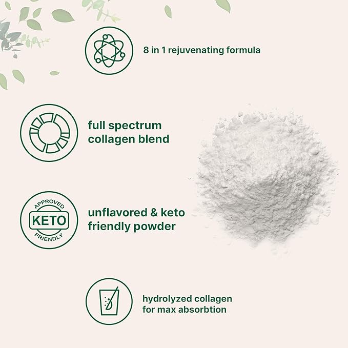 Multi Collagen Protein Powder, 2lbs – Hydrolyzed Collagen Peptides | Type I,II,III,V,X with Biotin 10000mcg, Hyaluronic Acid, Vitamin C – Unflavored – Keto & Paleo Friendly, Easy Dissolve, Non-GMO