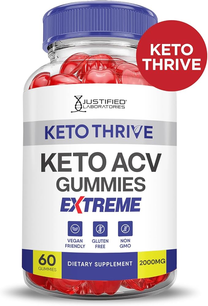Keto Thrive Keto ACV Gummies Extreme 2000MG Keto Thrive Keto Gummies Apple Cider Vinegar Formulated with Pomegranate Beet Juice Powder B12 Vegan Non GMO 60 Gummys