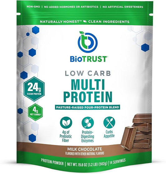 BioTrust Low Carb Protein Powder – Delicious Whey & Casein Blend from Grass-Fed Hormone Free Cows – Non GMO, Gluten Free (Chocolate)