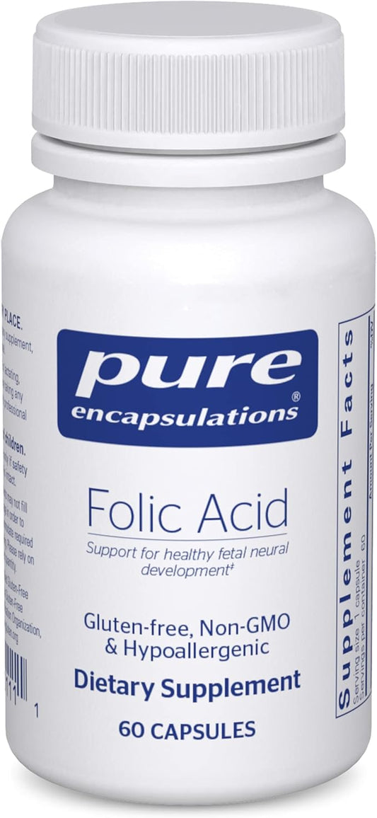 Pure Encapsulations Folic Acid | Hypoallergenic Dietary Supplement | 60 Capsules