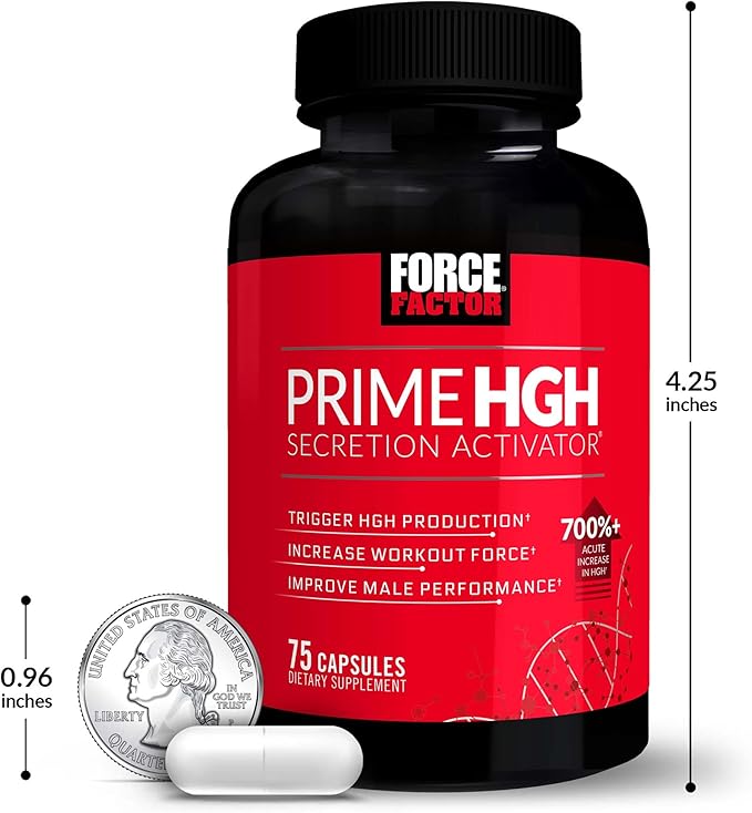 FORCE FACTOR Prime HGH Secretion Activator, 3-Pack, HGH Supplement for Men with Clinically Studied AlphaSize to Help Trigger HGH Production, Increase Workout Force, & Improve Performance, 225 Count