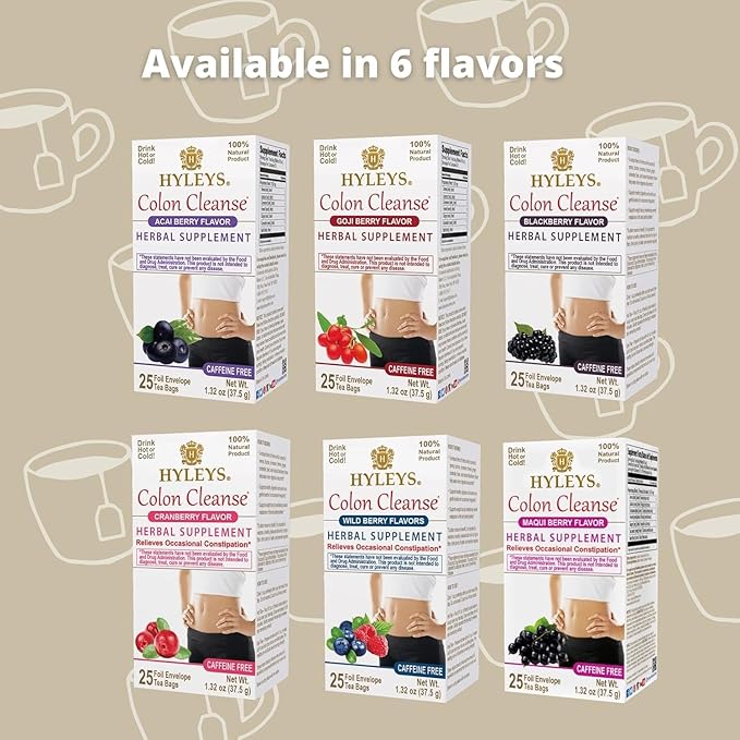 Hyleys Colon Cleanse Tea Cranberry Flavor (6 Pack - 150 Tea Bags Total)