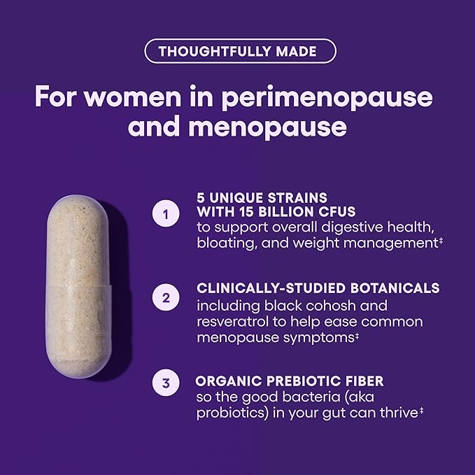 Physician's CHOICE Menopause Probiotic Supplement for Women - Supports Hormone Balance, Hot Flashes, Night Sweats, Weight Management, Bloating & Gut Health - with Black Cohosh, Resveratrol+ - 30ct