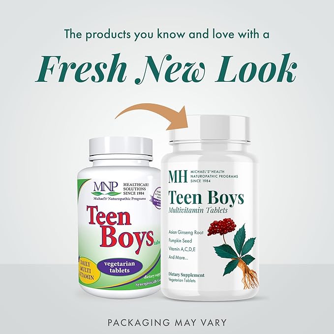 MICHAEL'S Health Naturopathic Programs Teen Boys - 60 Vegetarian Tablets - Daily Multivitamin Supplement - Kosher - 30 Servings