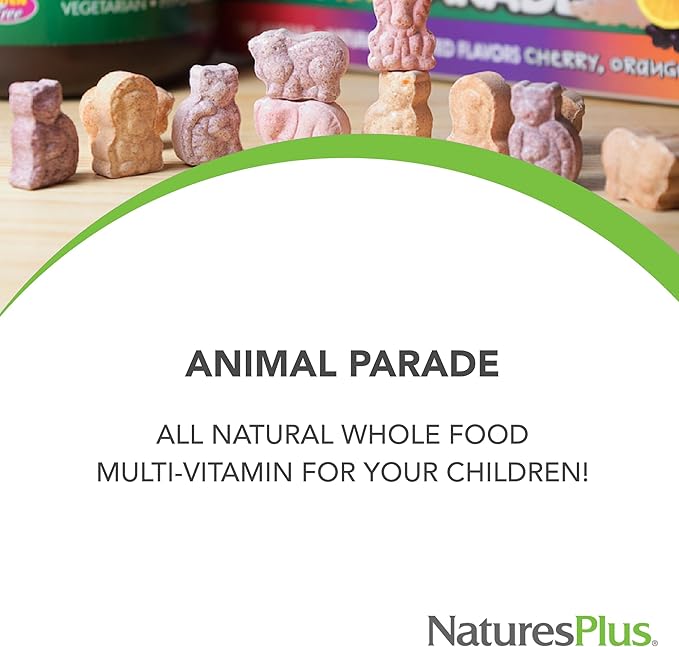 Natures Plus Animal Parade Source of Life Children's Chewable Digestive Aid - Tropical Fruit Flavor - 90 Animal Shaped Tablets - Contains Live Probiotics - Vegetarian, Gluten-Free - 90 Servings