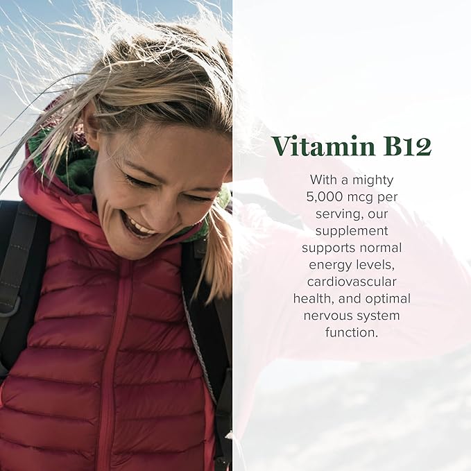 Global Healing Vitamin B12 Sublingual 5000 mcg Organic Liquid Supplement, Methylcobalamin, Adenosylcobalamin, Hydroxo Long-Lasting Energy and Healthy Metabolism - Vegan B12 Vitamins (1 Oz)