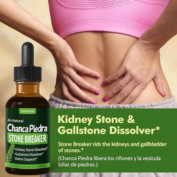 Herbal Drops Extract with Stone Breaker, Kidney Stone Dissolve & Gallstone Dissolver, Detox Support. 6oz-Apple