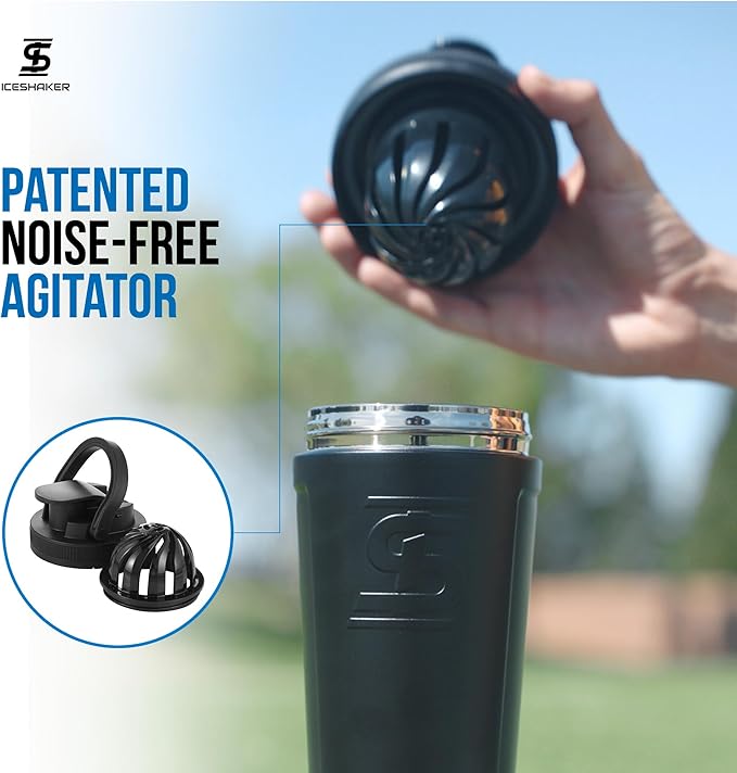 Ice Shaker Insulated Stainless Steel Shaker Bottle | 26oz, Wisteria | Cold for 30+ Hours | Insulated Cup with Twist-on Agitator | Odor-Free Shaker Cup for Protein Shakes, Water, Smoothies, Cocktails