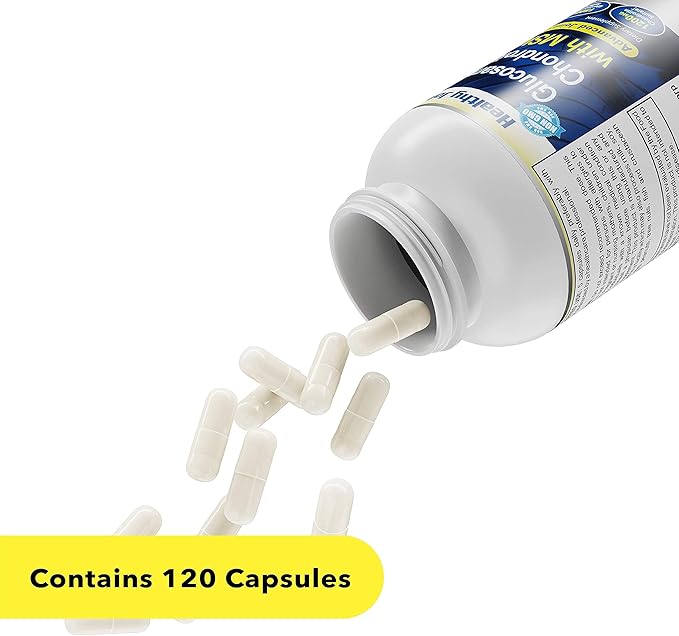 Glucosamine Chondroitin MSM (120 Capsules) Joint Supplements for Men & Women | Discomfort Easing Supplements for Back, Knee, Hands | Nutritional Supplements & Advanced Complex