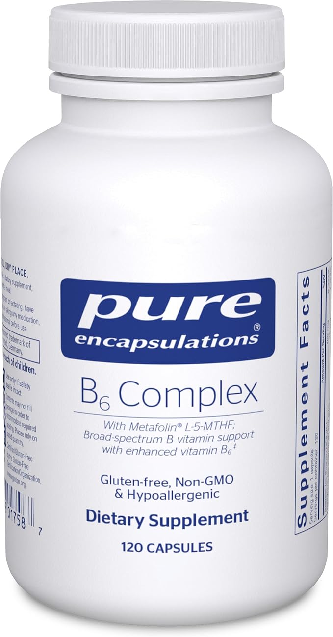 Pure Encapsulations B6 Complex - Supports Nervous System & Brain Health* - Includes B Vitamins - Contains Enriched Vitamin B6 - Non-GMO & Gluten Free - 120 Capsules