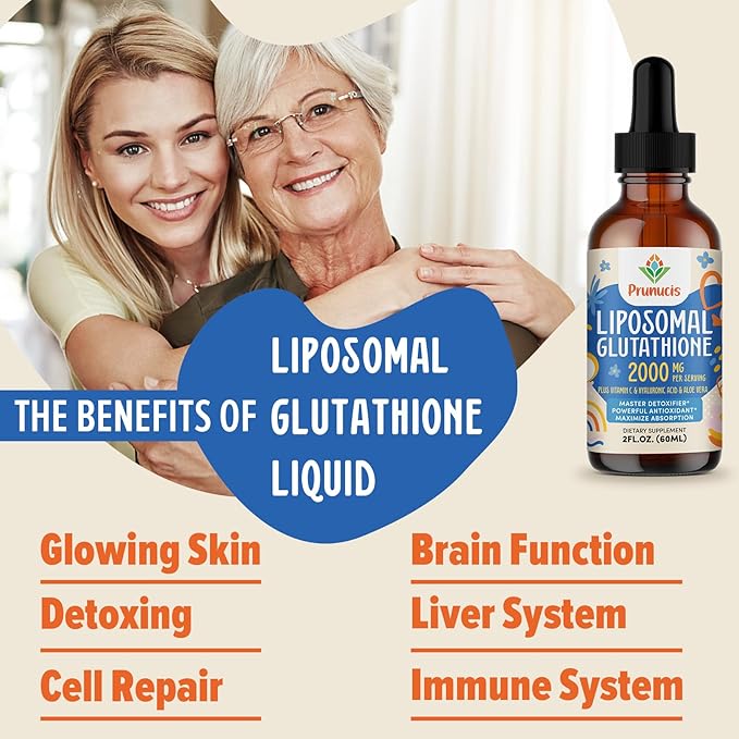 2000MG Liposomal Glutathione Liquid, 98% Absorption, Glutathione Liquid Supplement, Active Form L- Glutathione, Powerful Antioxidant Non-GMO for Immune System, Aging Defense, Detox, 16 FL.OZ