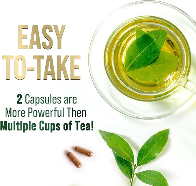 Green Tea Extract Capsules 1000mg 98% Standardized EGCG - 3X Strength for Natural Energy - Heart Support with Polyphenols - Gentle Caffeine - 120 Capsules