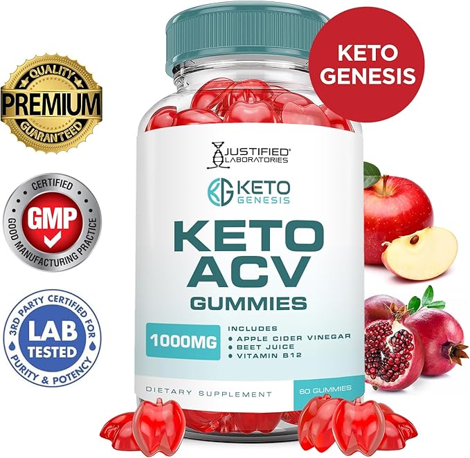 (5 Pack) Keto Genesis Keto ACV Gummies Advanced Formula 1000MG Keto Genesis Keto Gummies Apple Cider Vinegar Formulated with Pomegranate Beet Juice Powder B12 Vegan Non GMO 300 Gummys