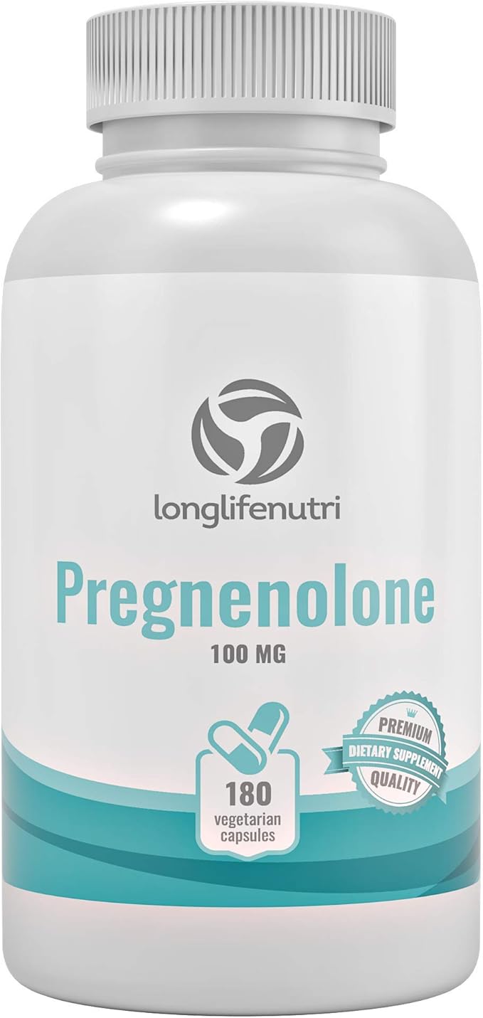 Brain & Hormone Support Pregnenolone - 180 Veggie Caps for Enhanced Memory, Focus & Vitality - Made in USA