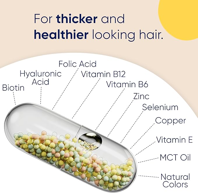 Moerie Hair Growth Supplement for Women & Men - Hair Skin and Nails Vitamins With Biotin, Q10 & Minerals - For Thicker, Fuller Hair & Hair Loss Treatment - Advanced Beadlet Delivery System - 360 Pills