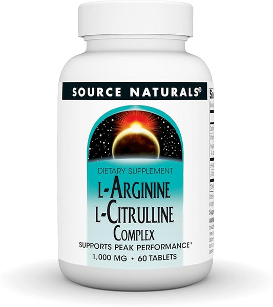 Source Naturals L-Arginine L-Citrulline Complex 1000mg Essential Amino Acid Supplement - 60 Tablets