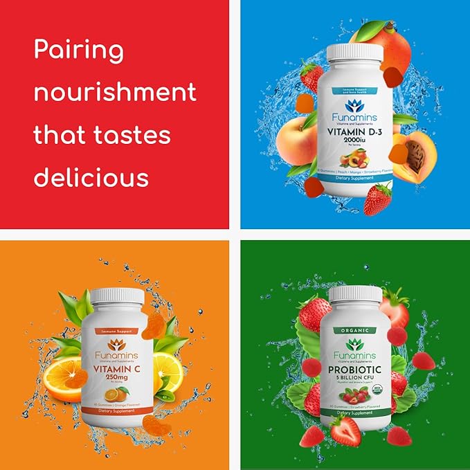 Organic Gummy MultiVitamins, 3-Pack, 60 Count Each; Blend of 11 Essential Nutrients, for Kids and Adults, Vegan, Assorted Strawberry, Lemon, Orange Flavors