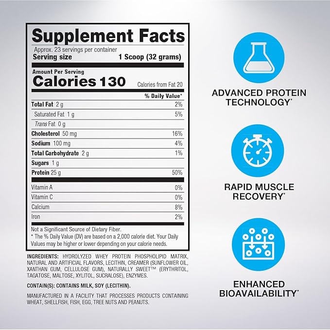 BPI Sports Hydro HD - 100% Hydrolyzed Whey Protein Powder - Muscle Growth, Recovery, 25g of Protein, Low Carb, Low Sugar, Fast Absorbing (23 Servings, Cinnamon Cereal)