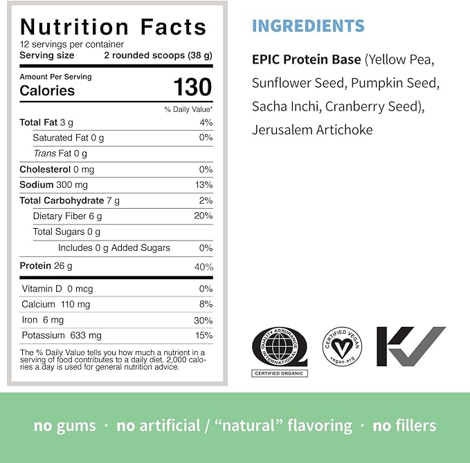 Plant Based Protein & Superfoods Powder, Original, Unflavored | Organic Protein Powder, Vegan, Non Dairy, Non-GMO, Gluten Free, Sugar Free, Perfect Keto Drink Mix (1 lb)