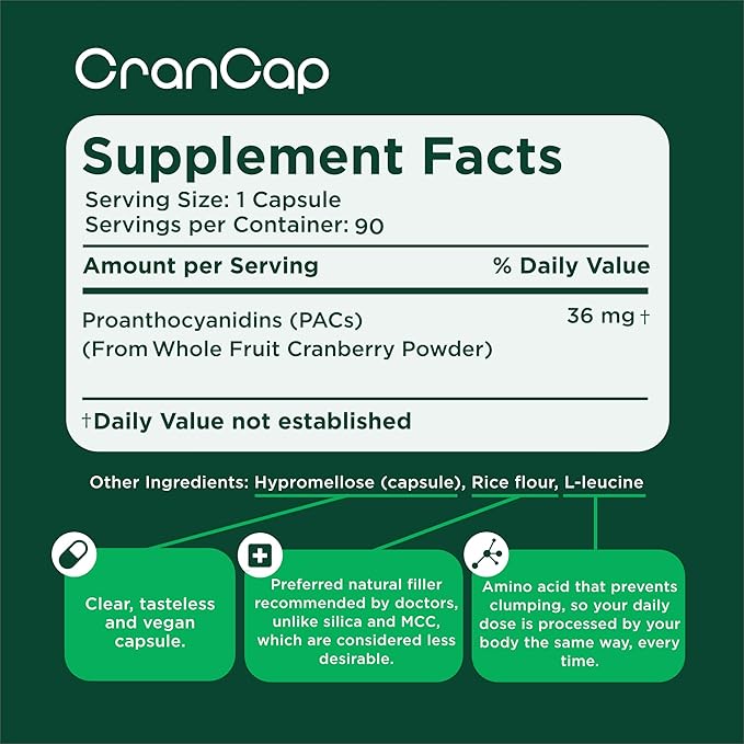 Cranberry Pills - Urinary Tract Health Cranberry Supplement - 36mg of Potent PACs - Non GMO, Vegan, Gluten Free - by Heale - 90 Capsules