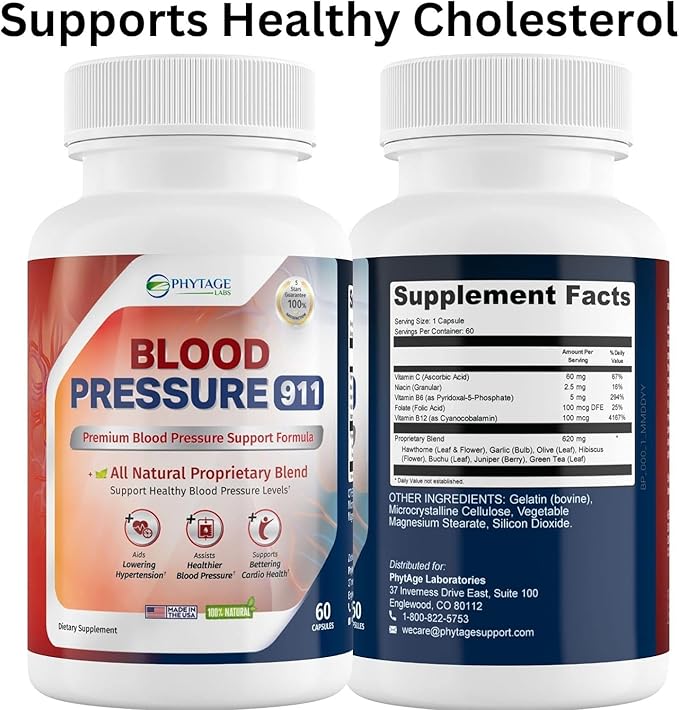 Blood Pressure 911 Premium Supplement - BP Support Pills. 2 Pack